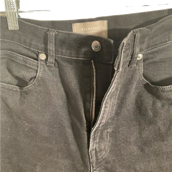 Everlane Women’s High Rise Slim Straight Ankle Jeans Size 27 Black Button Fly - Picture 5 of 14